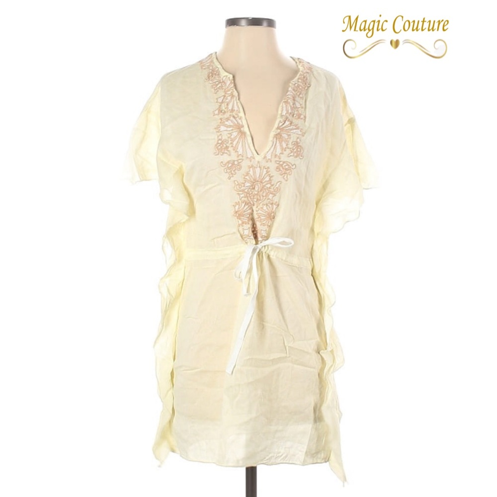 Free People Flutter Sleeve Embroidered Cinch Waist Sheath Dress🤍🤍🤍 - Picture 1 of 9